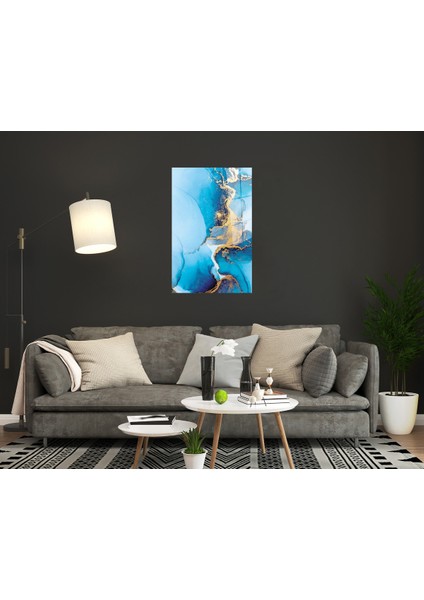 Mavi Renkli Soyut Cam Tablo modelleri