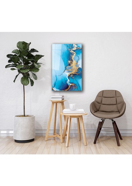 Mavi Renkli Soyut Cam Tablo fırsatları