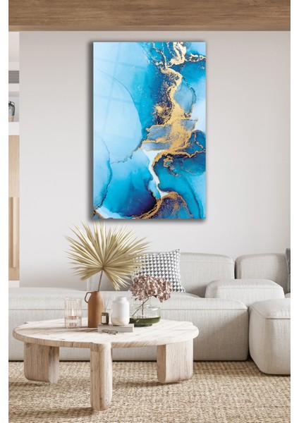 Mavi Renkli Soyut Cam Tablo indirimleri