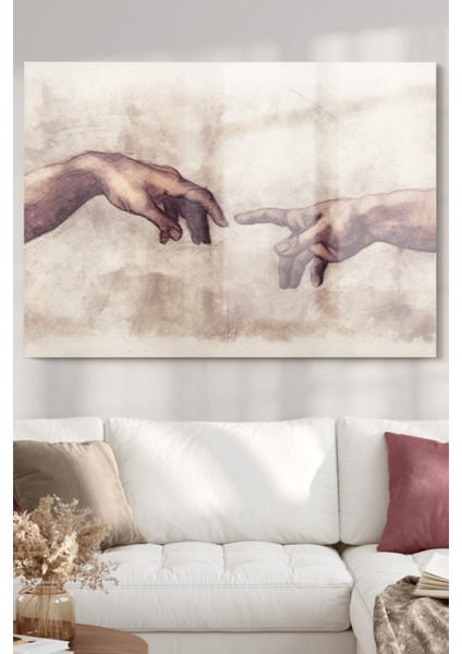 Michelangelo Tanrının Eli| Sanat Temalı Cam Tablo | 50X70 cm fiyatları