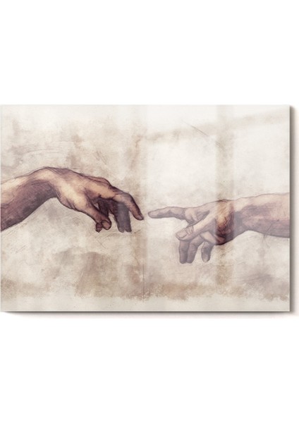Michelangelo Tanrının Eli| Sanat Temalı Cam Tablo | 50X70 cm fırsatları