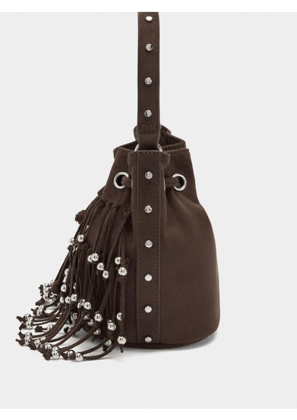 Püsküllü ve Boncuklu Parti Çantası