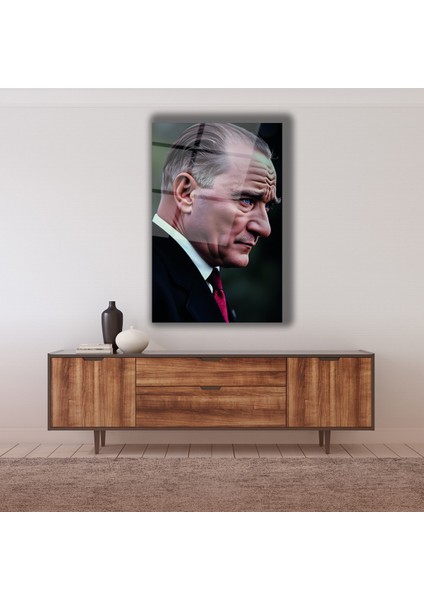 Atatürk Yüz Portresi Cam Tablo