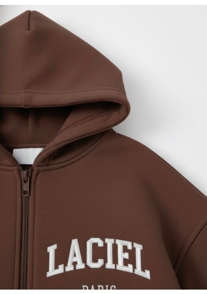 Unisex Çocuk Pamuklu Kahverengi Kapüşonlu Fermuarlı Eşofman Takım – Rahat Kesim fırsatları