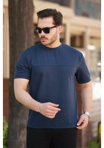 Erkek Oversize Bisiklet Yaka Kısa Kollu Tshirt