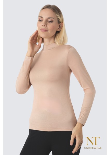 Kadın Bambu Balıkçı Yaka Uzun Kol Body – Hafif, Rahat ve Şık