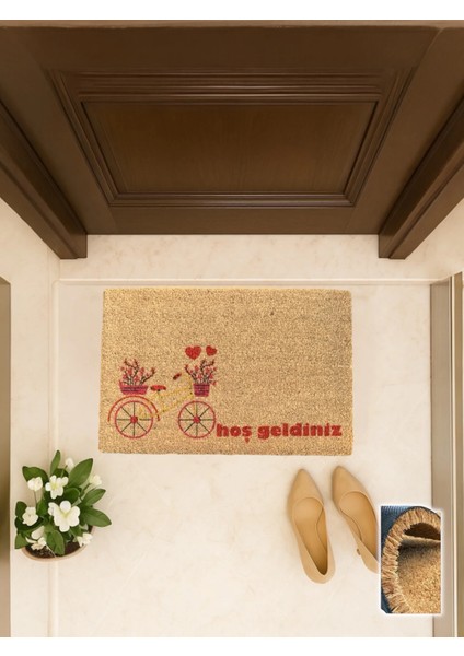 Vintage Bickil 40X60 cm Coco Kapı Önü Paspası Bisiklet