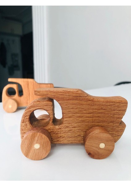 Kahverengi Ahşap Kayın Kamyon Modeli, Montessori Öğrenme Oyunu