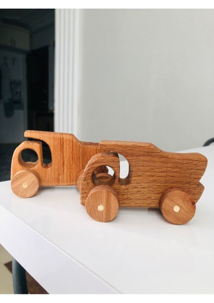 Kahverengi Ahşap Kayın Kamyon Modeli, Montessori Öğrenme Oyunu modelleri