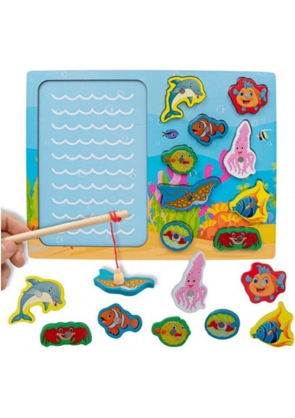 Ahşap Balık Tutma Oyunu Mavi Renk ile Eğlence Dolu Anlar fırsatları