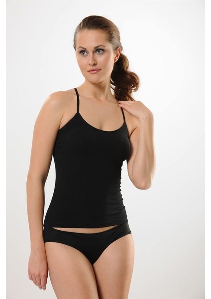 Kadın 2'li Siyah Likralı Ip Askılı Atlet modelleri