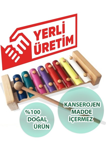 Ahşap Eğitici Ksilofon, Renkli ve Sesli Çocuk Oyuncağı