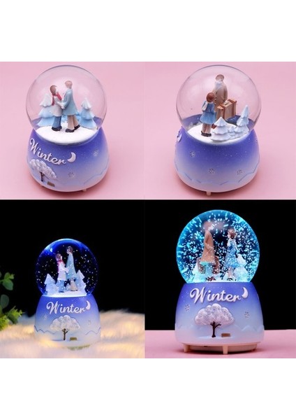 Işıklı Kar Püskürten Kış Masalı Temalı Kar Küresi