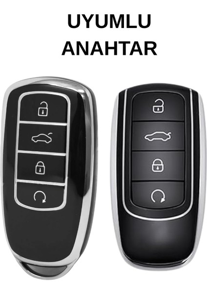 Chery Tiggo 8 Pro - 7 Jaecoo Omoda 5 Avantgarde 4 Buton Nano Anahtar Kılıfı Siyah Gri fiyatları