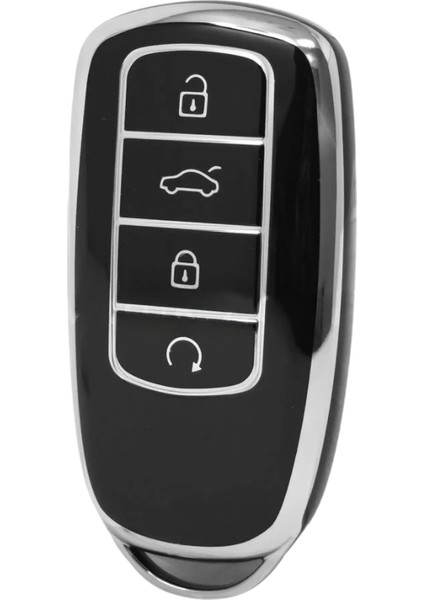 Chery Tiggo 8 Pro - 7 Jaecoo Omoda 5 Avantgarde 4 Buton Nano Anahtar Kılıfı Siyah Gri modelleri