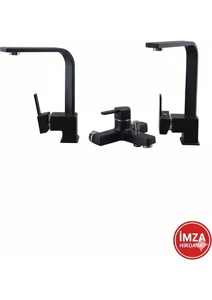 Armatür Manolya 3 Lü Batarya Seti (Siyah)