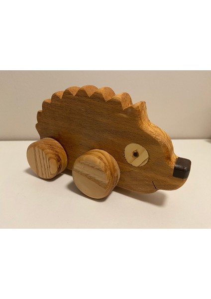 Doğal Ahşap Tekerlekli Sevimli Hayvan Oyuncağı, Kahverengi Renk fiyatları
