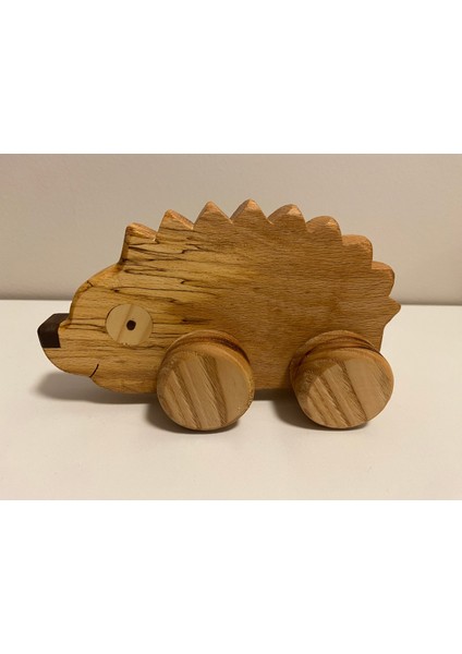 Doğal Ahşap Tekerlekli Sevimli Hayvan Oyuncağı, Kahverengi Renk fırsatları