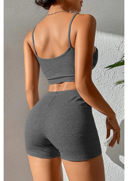 Kadın Antrasit Gri Şortlu Kaşkorse Gecelik Takım fiyatları