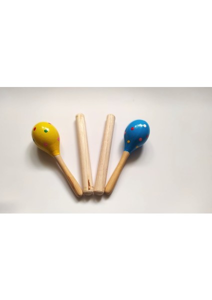 Renkli Marakas ve Ahşap Ritim Çubuğu 2'li Set, Eğlenceli Müzik Aksesuarları