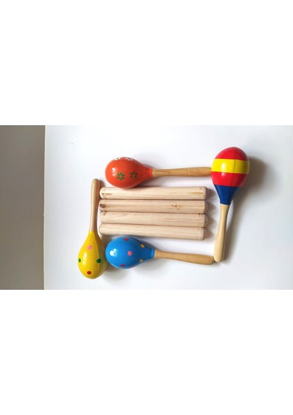 Renkli Marakas ve Ahşap Ritim Çubuğu 2'li Set, Eğlenceli Müzik Aksesuarları fiyatları