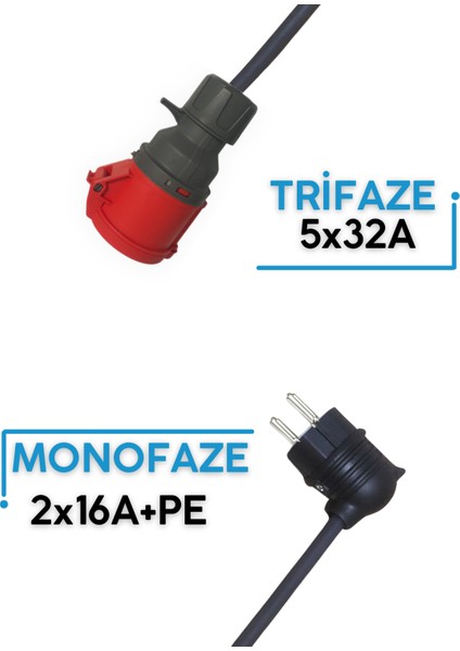 22kW Elektrikli Araç Şarj Cihazı için 5 Metre Monofaze Fişli Dönüştürücü Adaptör modelleri