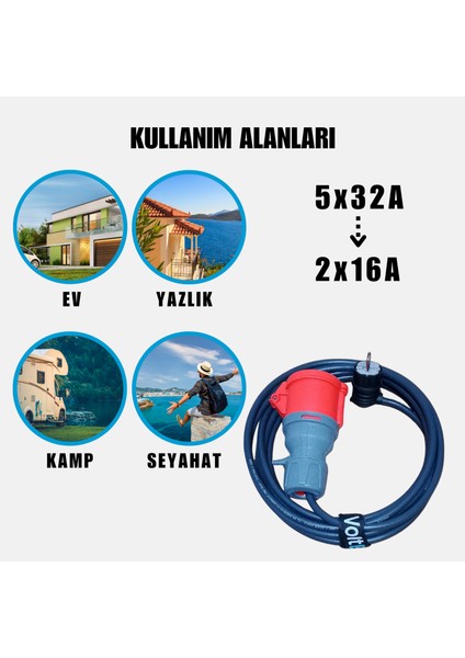22kW Elektrikli Araç Şarj Cihazı için 5 Metre Monofaze Fişli Dönüştürücü Adaptör indirimleri