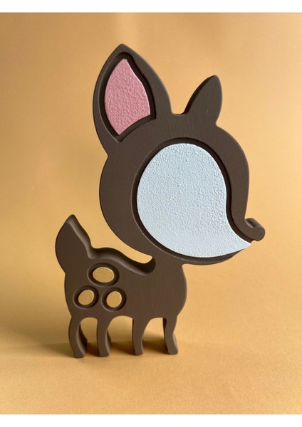 Kahverengi Ahşap Bambi Çocuk Oyuncağı, Doğal ve Şirin Tasarım