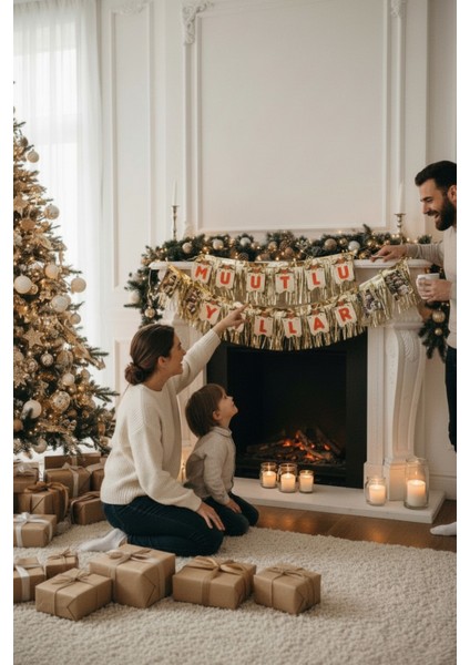 Yılbaşı Parti Süsü Mutlu Yıllar Flama 3 Metre Püsküllü Dekor Yazı fiyatları