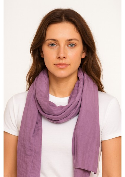 Düz Lila Şal - Yumuşak Dokulu Mevsimlik Şal
