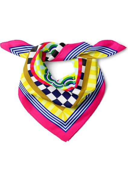 Geometrik Desenli Renkli Fular