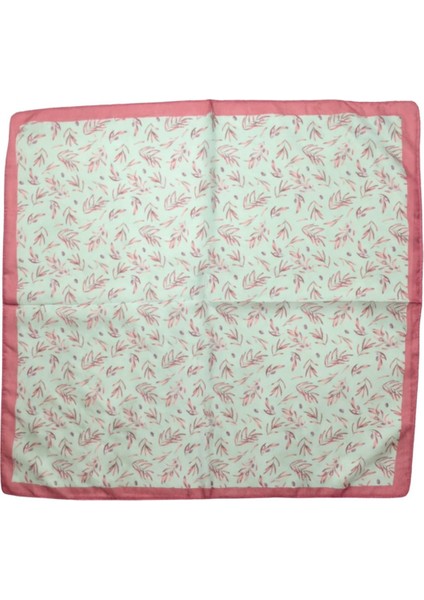 Pembe Kenarlı Yaprak Desenli Mint Yeşili Kare Fular fiyatları