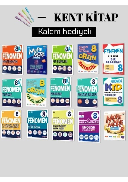 Fenomen Yayınları 8. Sınıf A Set - Ingilizce Soru Bankaları - Konu Özetli Sb.- Denemeler