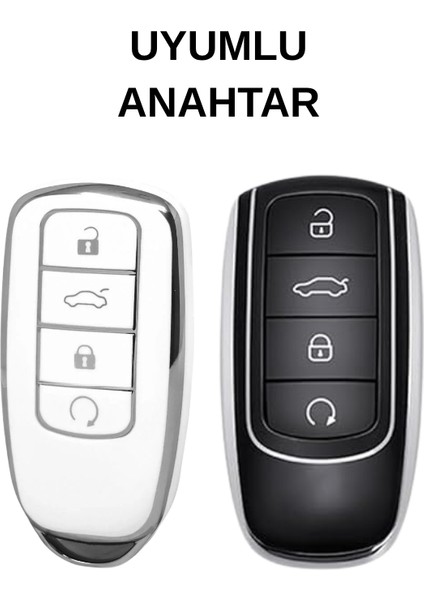 Chery Tiggo 8 Pro Omoda 5 Tiggo 7 Jaecoo Avantgarde 4 Buton Nano Anahtar Kılıfı Beyaz Gri fiyatları