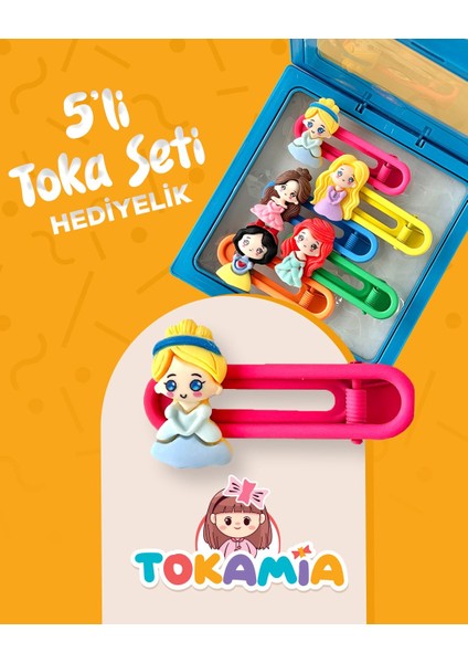 Tokamia Ahşap Kutulu Prenses 5'li Toka Seti
