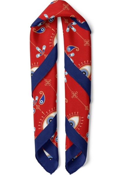 Kırmızı Mavi Göz Desenli Fular fiyatları