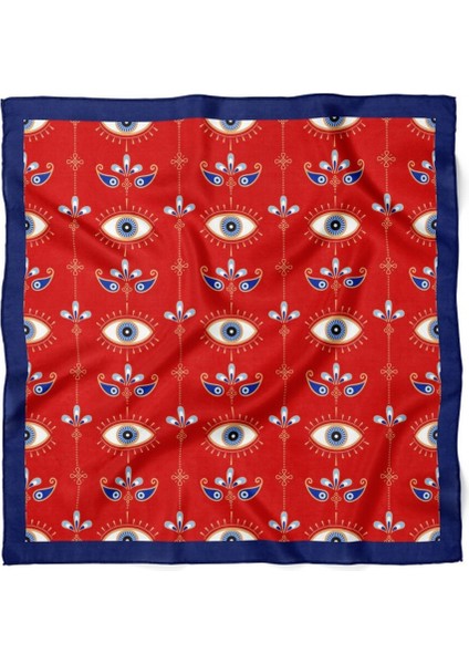Kırmızı Mavi Göz Desenli Fular modelleri
