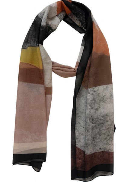 Bej Kahve Siyah Renk Geçişli Desenli Şal fırsatları