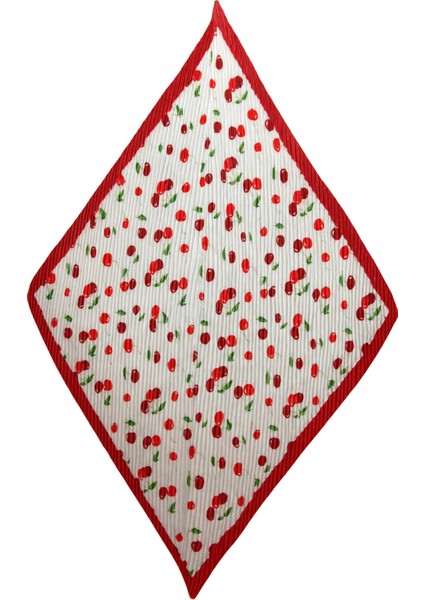 Kırmızı Kiraz Desenli Piliseli Kadın Fular fiyatları