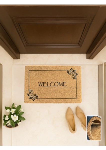 Lotusblumen 40X60 cm Coco Kapı Önü Paspası Lotus