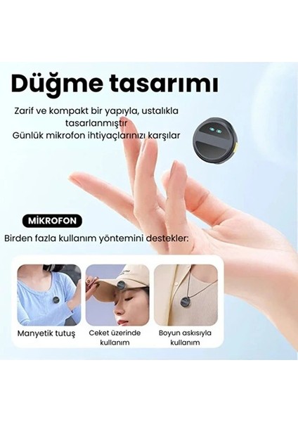 2 Adet Profesyonel Kablosuz Yaka Mikrofonu Typce Uyumlu Manyetik Klipsli modelleri