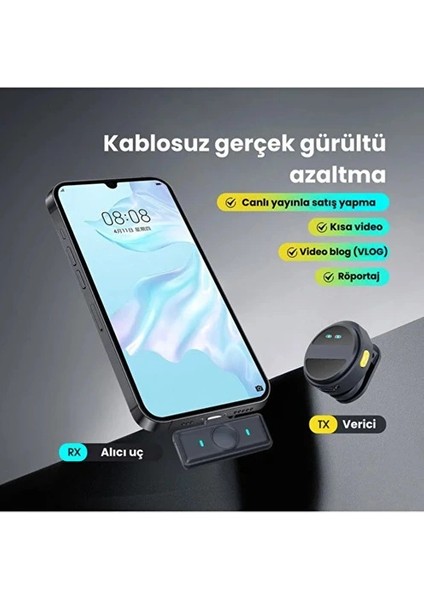 2 Adet Profesyonel Kablosuz Yaka Mikrofonu Typce Uyumlu Manyetik Klipsli indirimleri