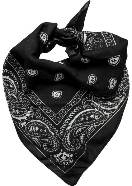 Siyah Klasik Bandana Desenli Kare Fular