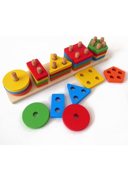 5'li Çok Renkli 3mm Ahşap Geometri Seti, Dekor ve Hobi Için Harika Seçenek