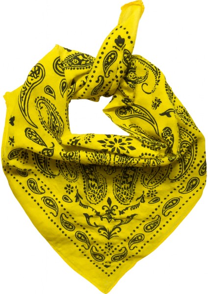 Sarı Paisley Desenli Kadın Bandana Fular