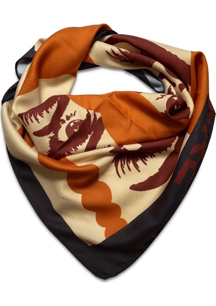 Amore Yazılı Retro Göz Desenli Kare Fular