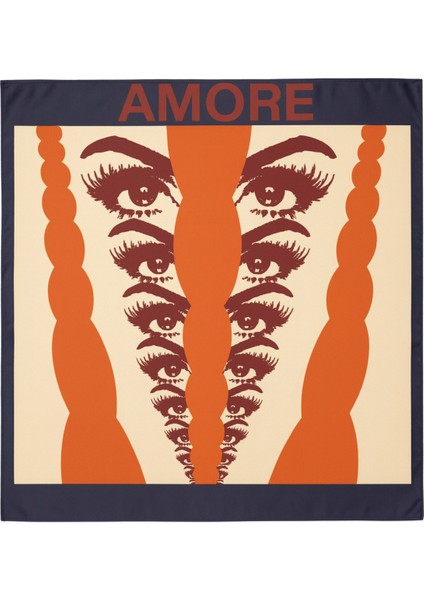 Amore Yazılı Retro Göz Desenli Kare Fular fiyatları