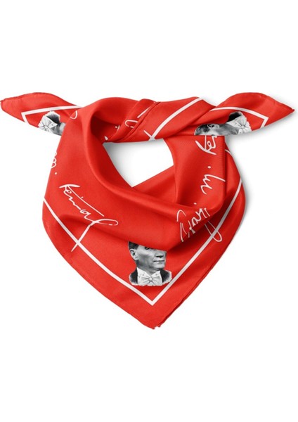 Atatürk Imzalı Kırmızı Fular