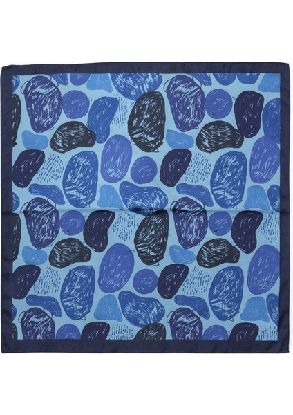 Mavi Tonlarda Soyut Desenli Kare Fular fiyatları