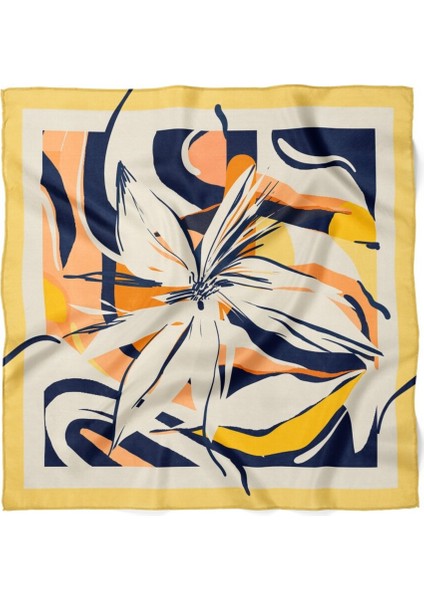 Sarı Kenarlı Çiçek Desenli Fular modelleri